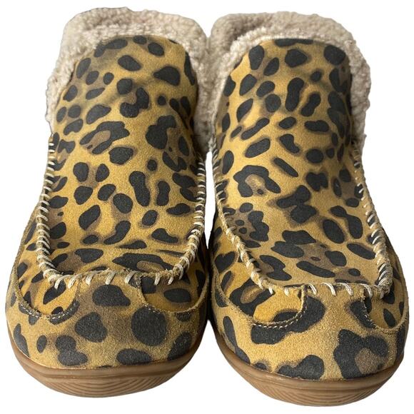 Blondo Leopard Print Booties Womens 9 Leather Faux Fur Waterproof Boho Cozycore - Picture 2 of 9